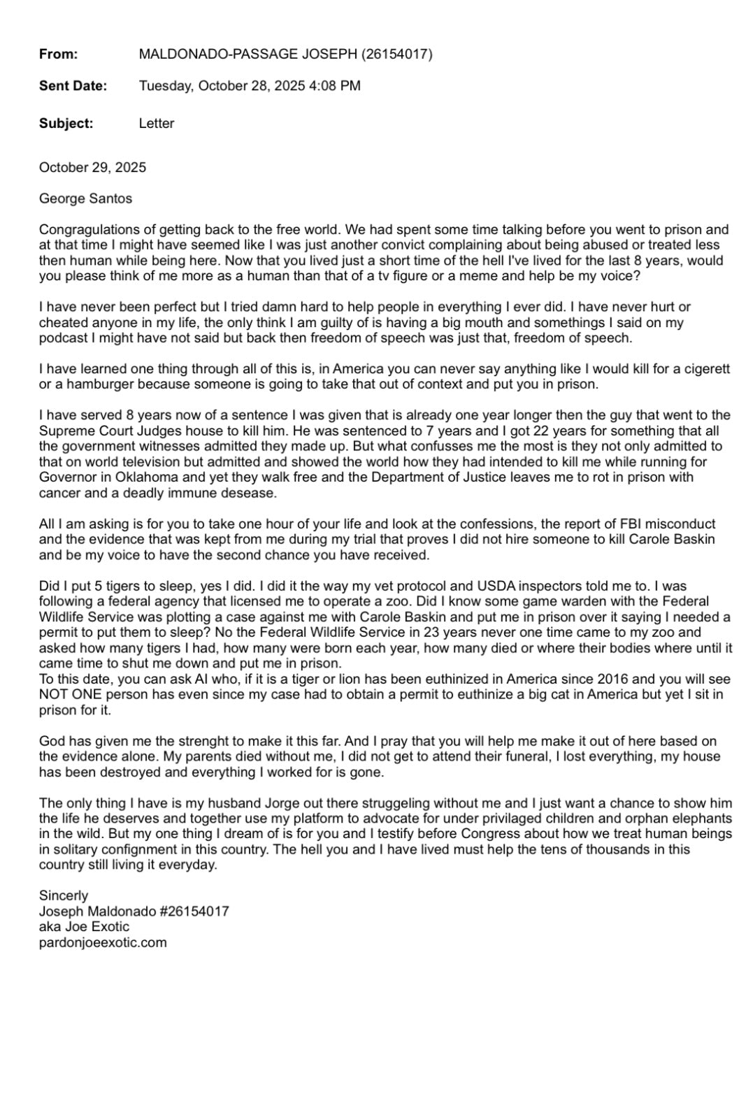 Letter to George Santos